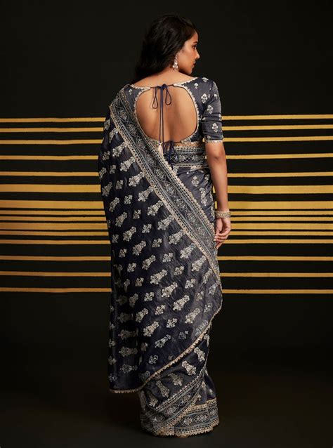 Royal Tissue Rangrez Navy Saree