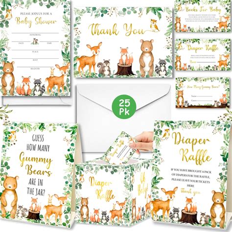 Amazon.com : Woodland Baby Shower Invitations with Owl, Bear, Deer ...