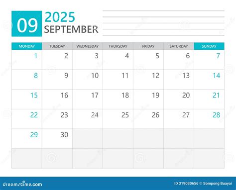 September 2025 Template, Calendar Planner 2025, Week Start On Monday ...