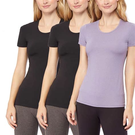 32 Degrees Women's Scoop Neck Short Sleeve Cool Tee, Black / Black ...