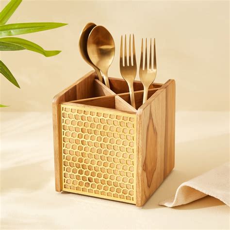 Buy Haze Dietes Wooden Cutlery Holder from Home Centre at just INR 1399.0