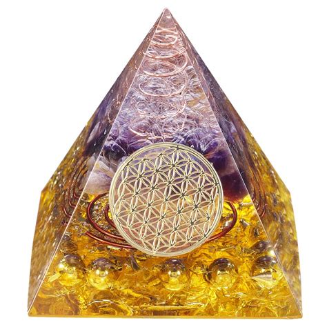Rockcloud Healing Crystal Orgone Pyramid With Flower Of Life Symbol ...
