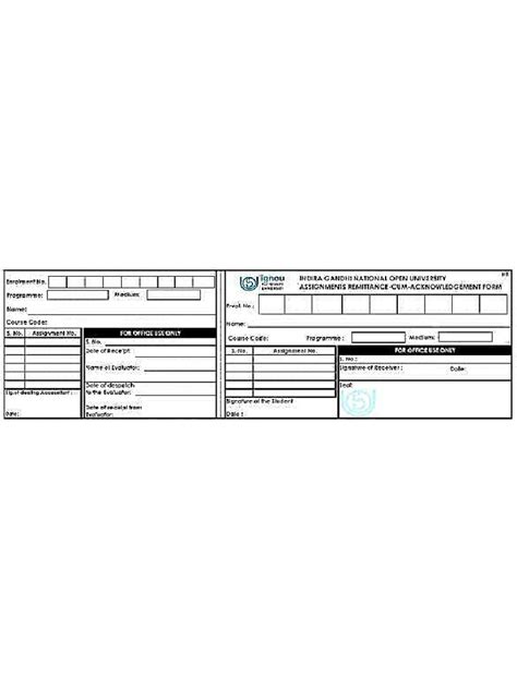 Image result for Ignou Assignment Receipt Form