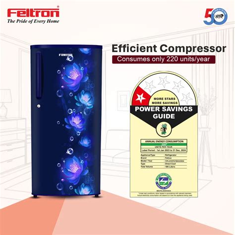 190 Ltr 1 Star Direct cool Refrigerator (Blue Flower Texture)
