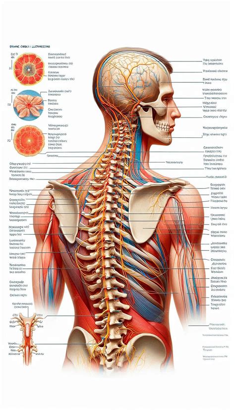 A poster showing the back of a human body with the bones labeled | Premium AI-generated image