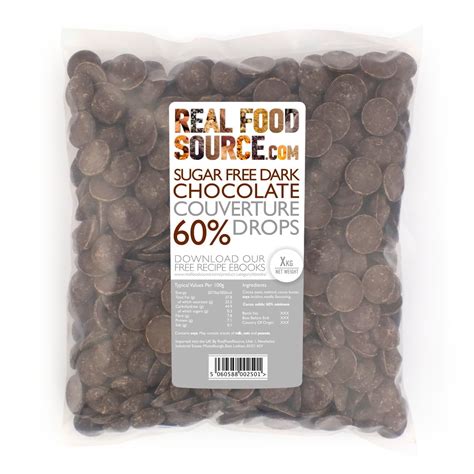 Sugar Free 60% Dark Chocolate Couverture Drops – RealFoodSource