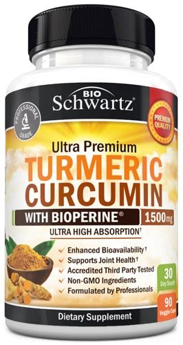 BioSchwartz Turmeric Curcumin with BioPerine -- 1500 mg - 90 Veggie ...
