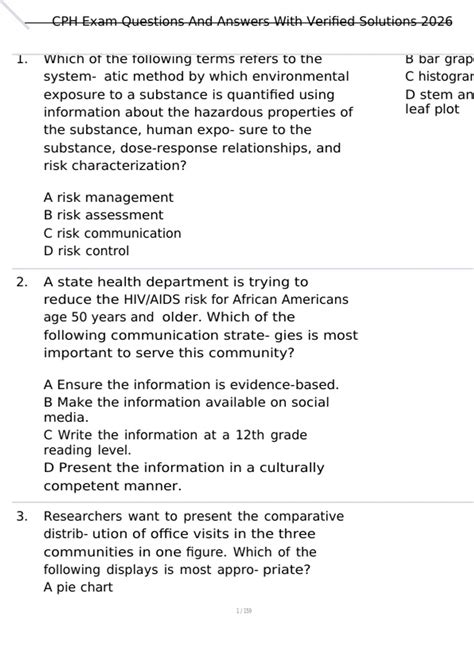 CPH Exam Questions And Answers With Verified Solutions 2026 - Conduct ...