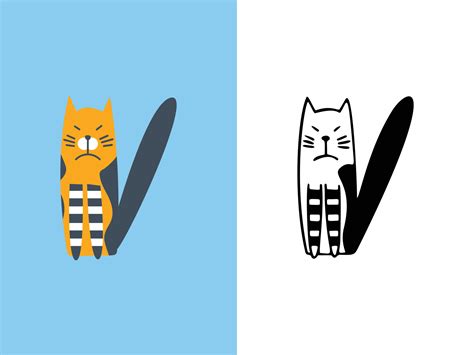 Cute Cats Letter V Logo Designs. 10048349 Vector Art at Vecteezy