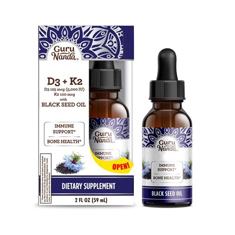Gurunanda Cold Pressed Black Seed Oil | Vitamin D3, K2, E & MCT Oil