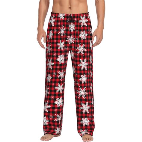 Logiee Snowflake red plaid Print Pajama Pants for Men,Men’s Pajama ...