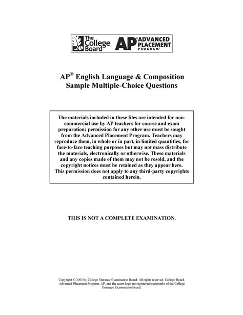 Ap lang multiple choice practice AP English Language amp Composition ...