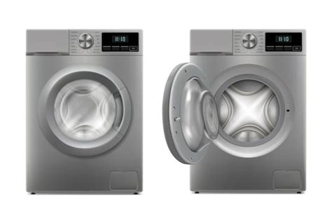 Modern washing machine with opened door and closed door, front view ...