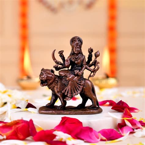 Buy CraftVatika Copper Durga MATA Idol Murti - Copper Sherawali MATA ...