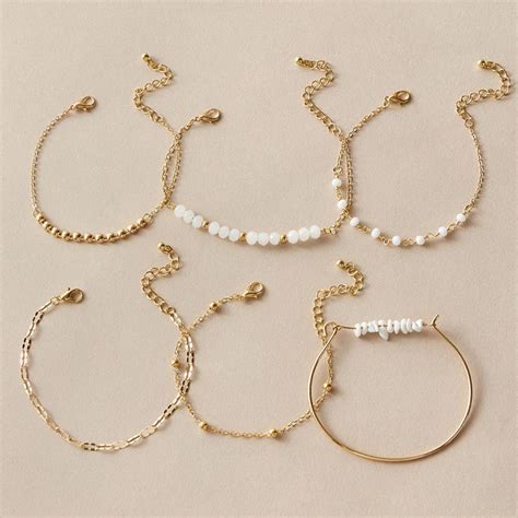 Pack of 6 Gold Plated Contemporary Stackable Korean Bracelet – De Autumn