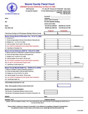 Fillable Online boonecountyky Amended Qtr Payroll Tax Return - Boone ...