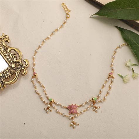 Buy Jalaja Lotus Motifs Layered Pearl Necklace | Tarinika - Tarinika India