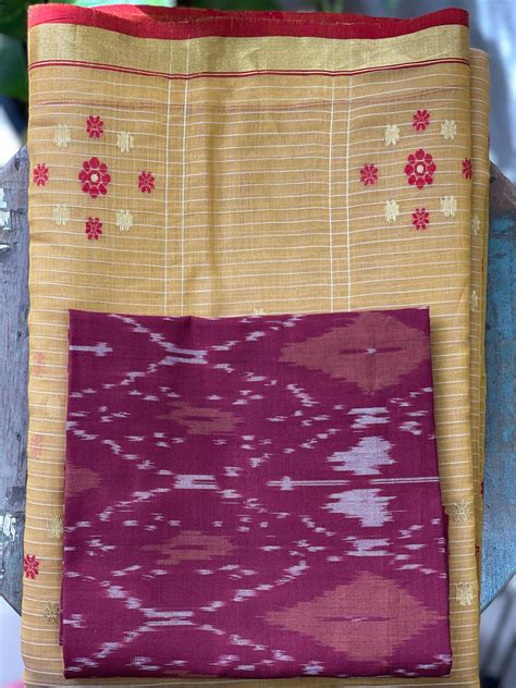 Handloom Cotton Silk Chanderi Saree With Woven Thread & Zari Motifs ...