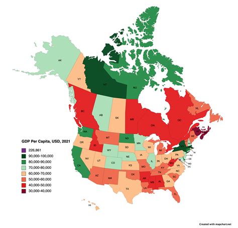 Map of GDP Per Capita in US States & Canadian Provinces - Brilliant Maps