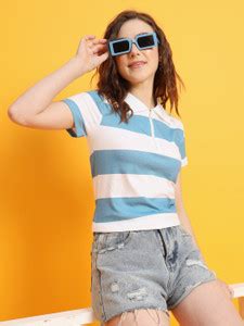 THE DRY STATE Printed Women Round Neck White, Light Blue T-Shirt - Buy ...