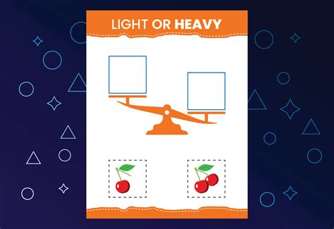 Light or heavy educational worksheet with scales. Heavier and lighter weight object learning ... - Weight Objects