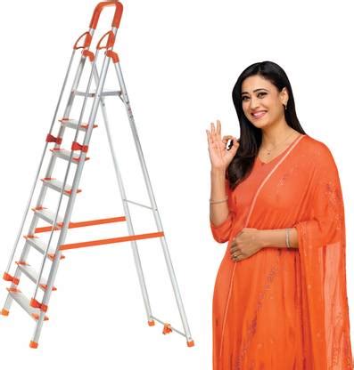 ProHome 8 Steps Ladder with Railing and Anti Slip Shoes Aluminium ...