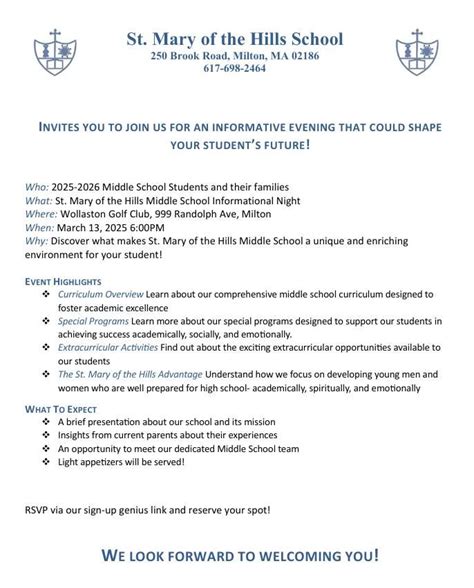 Middle School Informational Night, Wollaston Golf Club, Milton, 13 ...