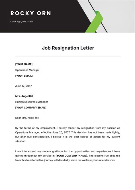 Free Resignation Letter Template to Edit Online