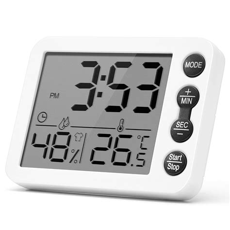 SOVIDER Multipurpose Timer with Thermometer Hygrometer Large Screen ...