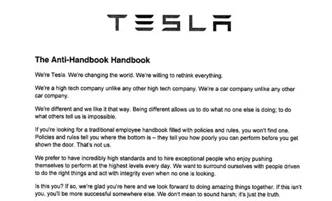特斯拉 Tesla 员工手册全文（中文翻译版）-请在乎我1秒的文集-正解文集-正解网
