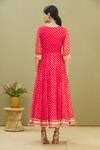 Buy Red Silk Gota Patti Round Neck Leheriya Tie-dye Anarkali Gown For ...