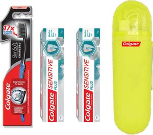 Colgate SlimSoft Charcoal Soft Bristles Toothbrush+Sensitive Plus ...
