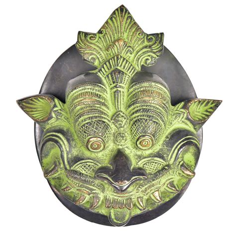 Yali Face Gold Brass Door Knocker With Base Plate