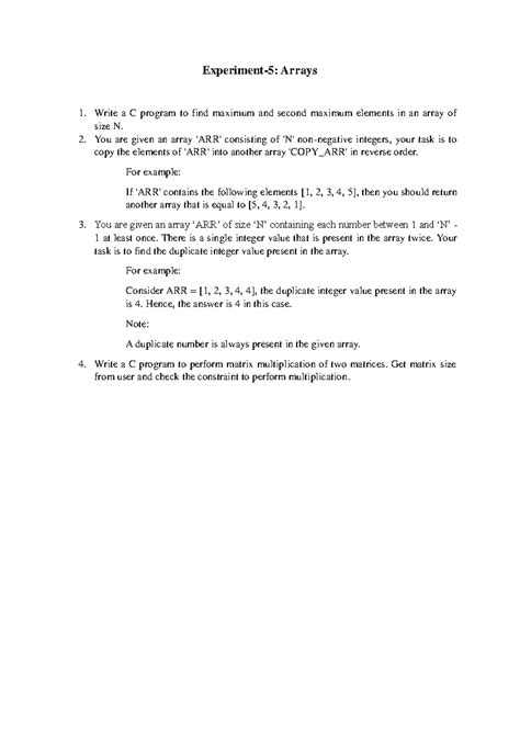 Exp 5 - Array Operations in C: Max, Reverse, Duplicate & Matrix Mult ...