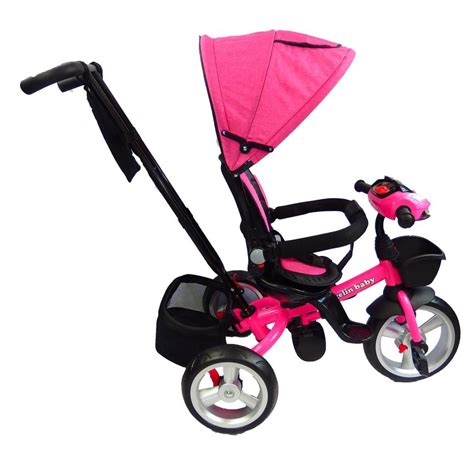 Triciclo para niño y niña con asiento giratorio a 360 Rosa
