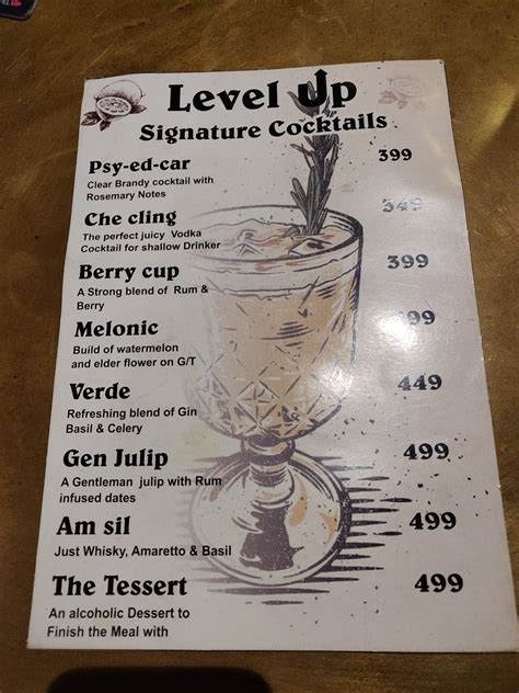 Menu at Level Up Resto Bar, Chennai