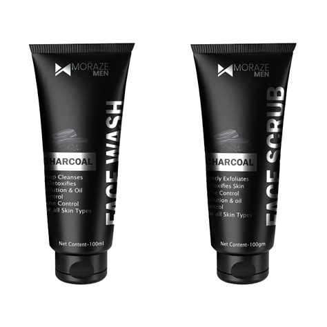 Moraze Men Activated Charcoal Pollution & Oil Control Face Scrub & Fac ...