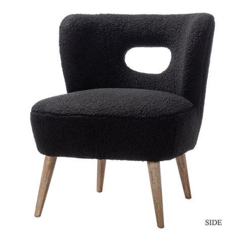 Buy Mini Black Vegan Lambskin Sherpa Upholstery Barrel Chair Online at ...