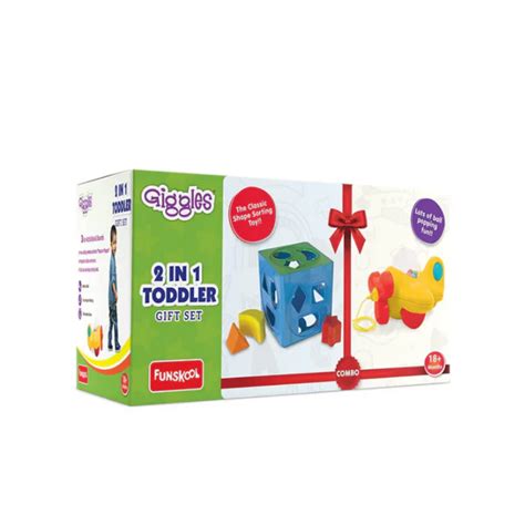 Funskool Giggles 2In1 Toddle Shape Sorting Cube And Aeroplane Pull Alo ...