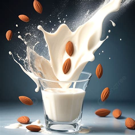Almonds Splashing In Creamy Almond Milk Delicious Healthy Drink ...