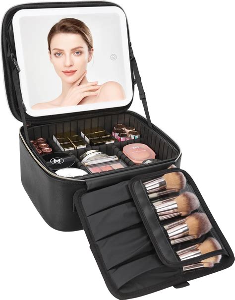 Amazon.com : Relavel Travel Makeup Bag With LED Mirror, Cosmetic Train ...