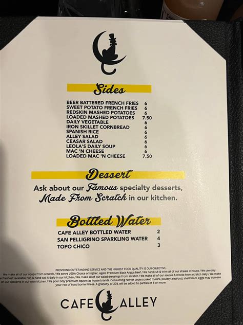 Menu at Cafe Alley, Ardmore, 126 A St NE