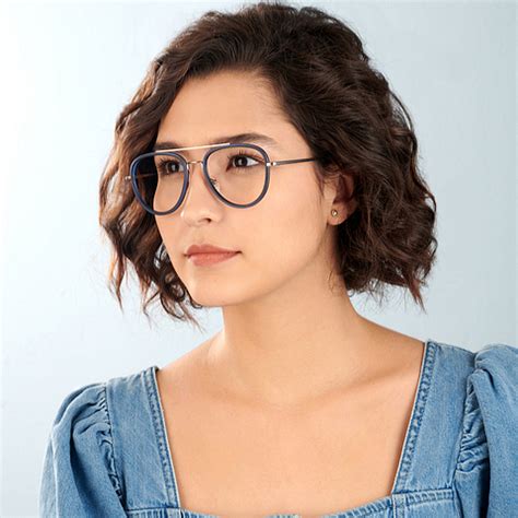 Buy Blue Silver Blue Full Rim Aviator Lenskart Air fusion VC E11288 ...