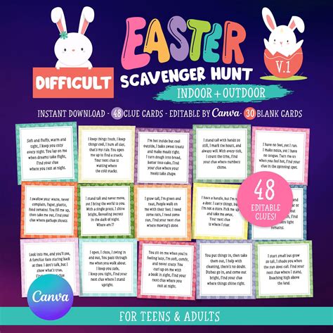 Difficult easter treasure hunt clues challenging easter scavenger hunt ...