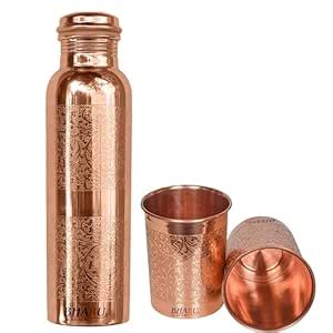 BHARU Ayurveda Inspired Joint less lacquer Coated Copper/Tamba Bottle ...