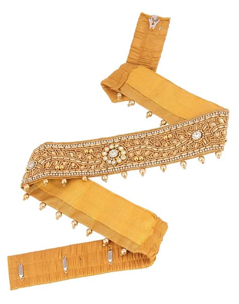 Vama Fashions Embroidery Cloth kamarpatta Golden Zari Belly waist Saree ...