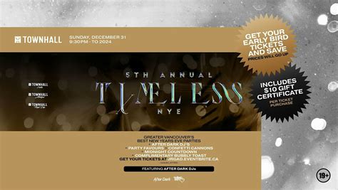 5TH ANNUAL TIMELESS NYE AT TOWNHALL ABBOTSFORD, Townhall Abbotsford, 31 ...