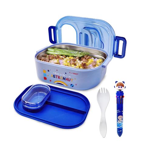 Astronaut and Space Theme Lunch Box with Spoon and 10 Color Ball Pen ...