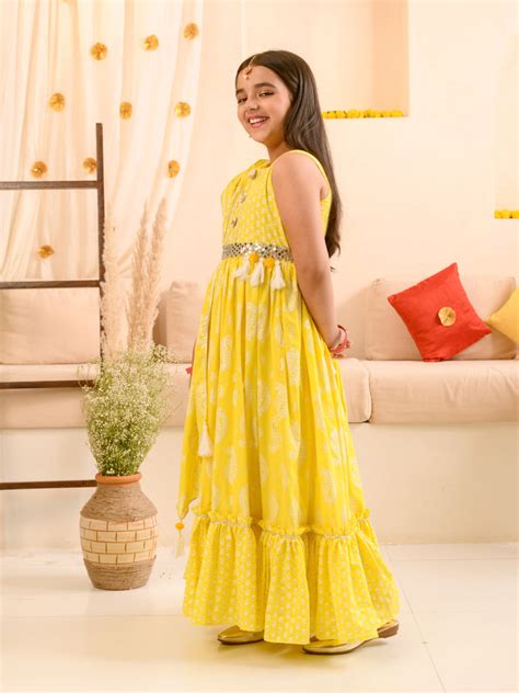 Buy Ethnic Motifs Printed Fit Dress with Dupatta & Belt