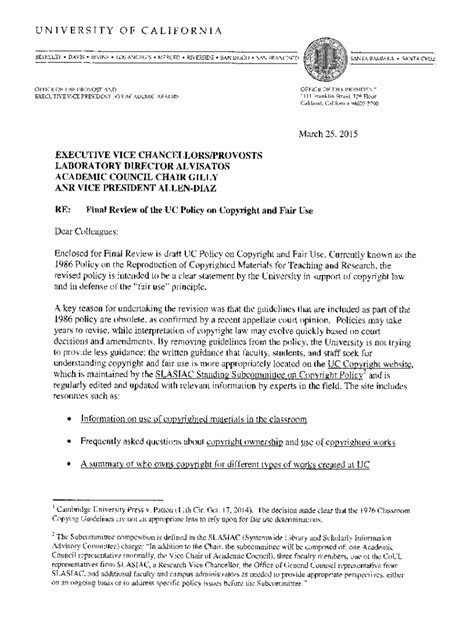 Fillable Online Final Review: UC Policy on Copyright and Fair Use PDF ...